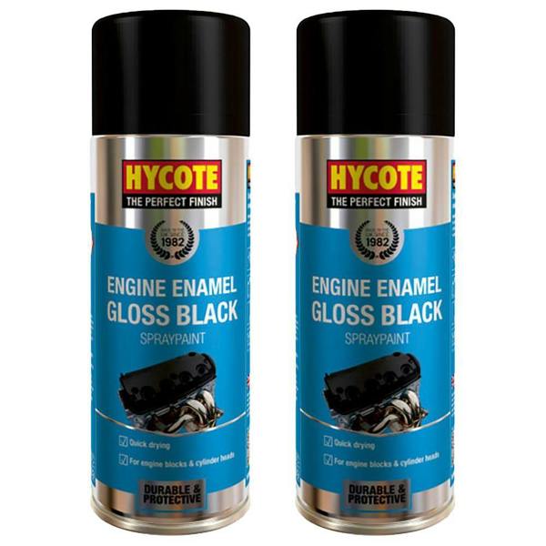 Hycote 2X Hycote Gloss Black Engine Enamel Spray Paint 400ml