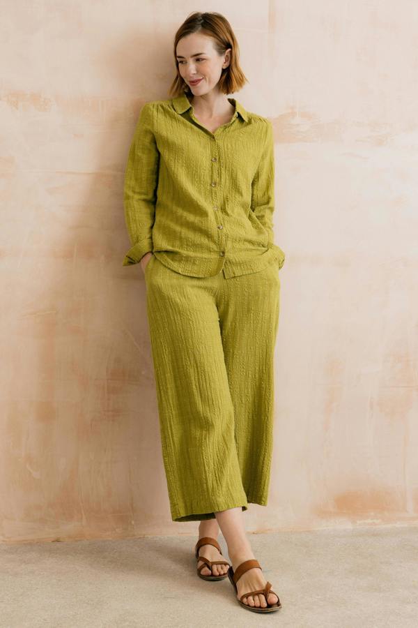 Lily & Me Savannah Textured Seersucker Shirt Lime