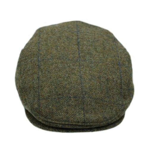 Heather Hats & Accessories British Tweed Wool Flat Cap, Satin Lining, Outdoor Wear, Juniper Olive