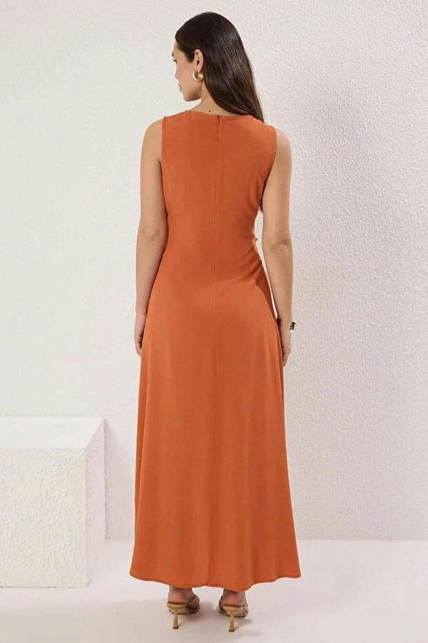 A-Line Eyelet Detail Sleeveless Maxi Dress