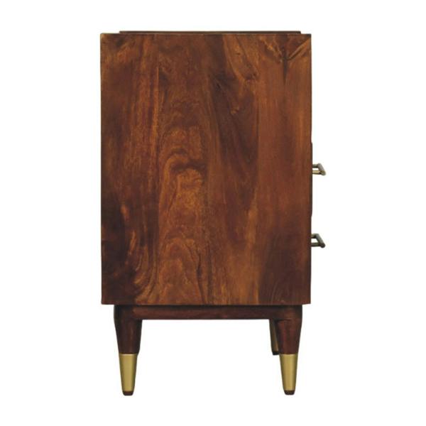 Artisan Furniture Solid Wood Valenza Open Frame Bedside, 2 Drawers & 1 Open Slot, Brown