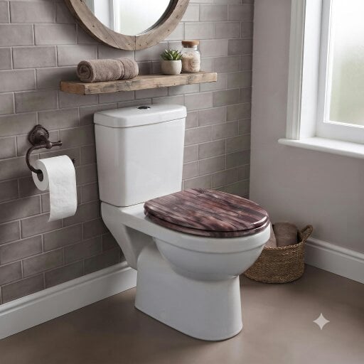 RTS Wood Plank Thermoplastic Top Fix Soft Close Quick Release Toilet Seat