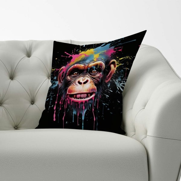 Warren Reed Multi Coloured Monkey Face Splashart Cushions