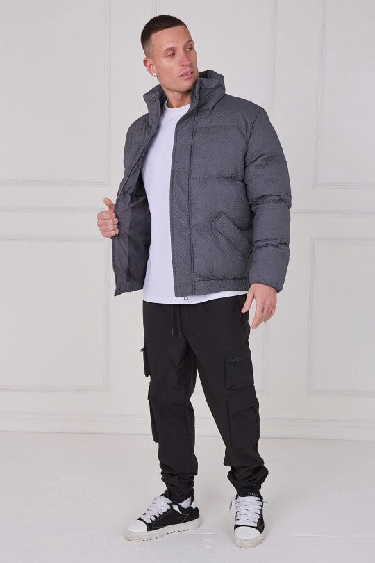 Quilted Puffer Jacket – Zip & Button Fasten
