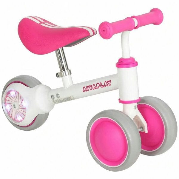 Balance Bike for Kids 1-2 Years, Toddler Bike with Adjustable Seat and Lighting Rear Wheels for Boys and Girls, Pink