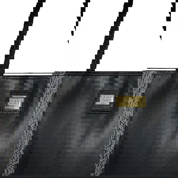 Assots London 'Klara' Black Animal Snake Print Real Leather Designer Tote Bag