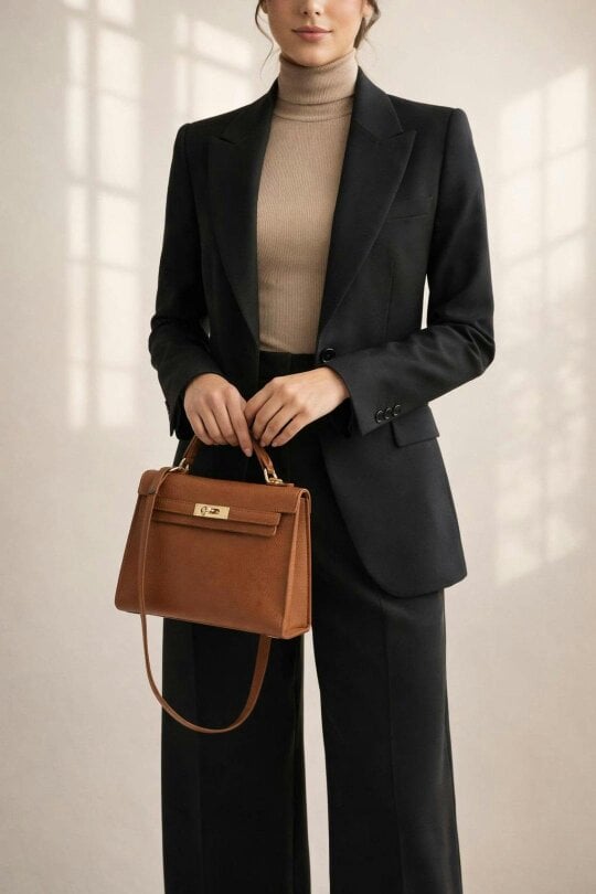 SVNX Top Handle Satchel Tote Bag in Brown