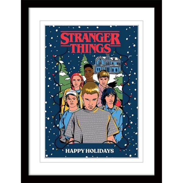 Stranger Things Happy Holidays Framed Poster - Multicoloured