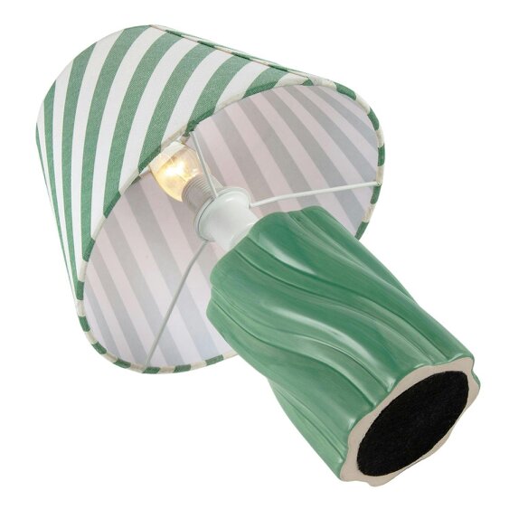 Happy Homewares Glossy Sage Green Glazed Ceramic Lamp with Sculptural Twisted Base