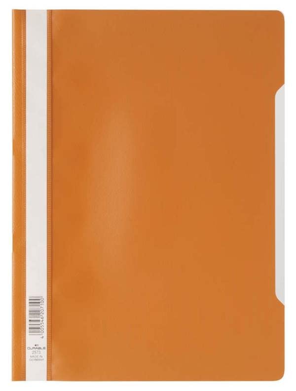 Durable Clear View Project Folder Document Report File | 50 Pack | A4 Orange