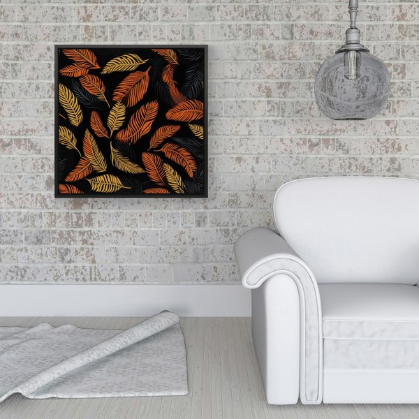 Warren Reed Orange Feather Leaves Framed Canvas