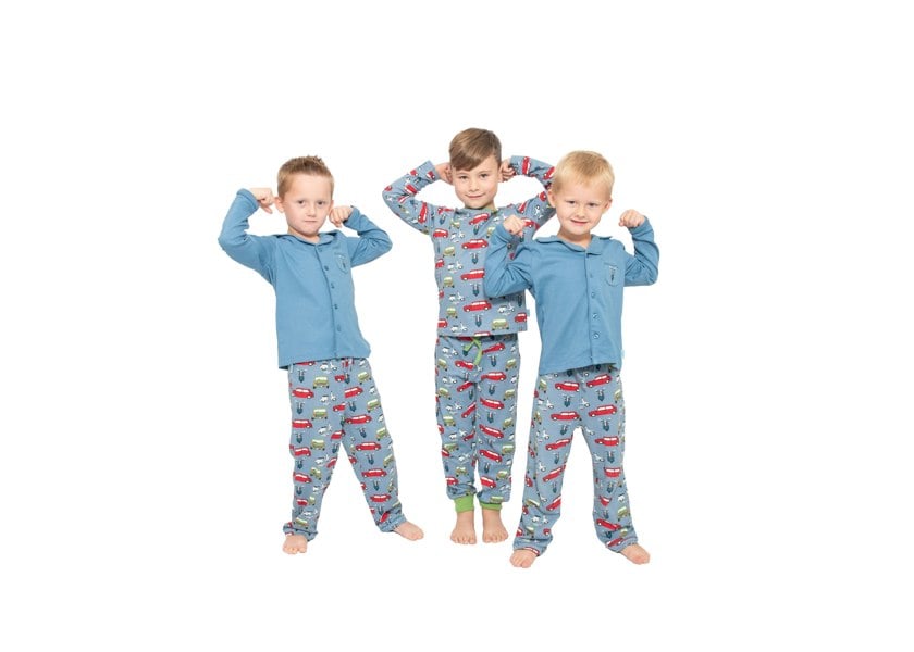 Luca and Rosa Boys button up pyjamas - car print