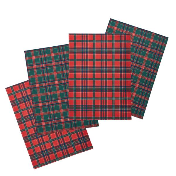 Catherine Lansfield Christmas Tartan Check Kitchen Tea Towel Pack of 4 Red / Green