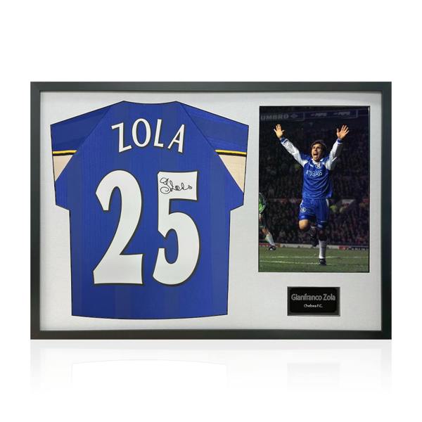 Gianfranco Zola Signed Chelsea Shirt Classic Frame