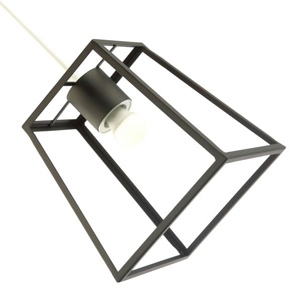 Industrial Lantern Pendant Light Shade in Matte Black with Square Top and Bottom Image 5