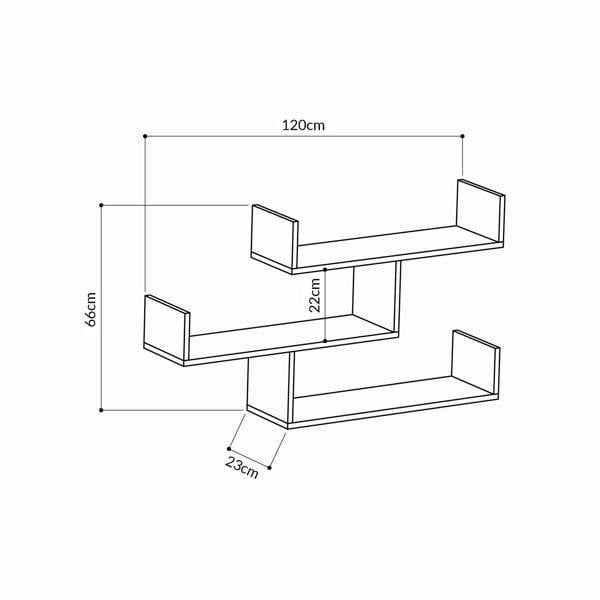 Decortie Modern Tibet Wall Mounted Shelf Floating Bookcase Display Unit 66.5x119x22cm