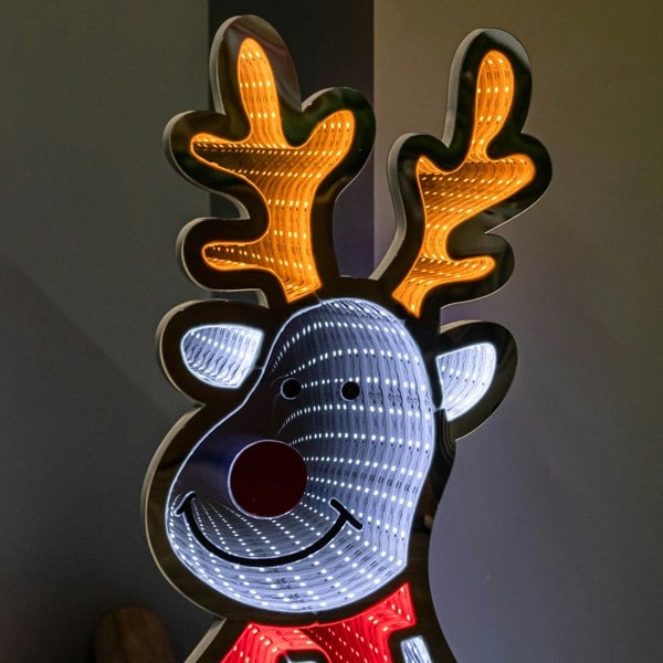 Samuel Alexander 60cm Infinity Standing Christmas Reindeer with Metal Base, White and Red LEDs