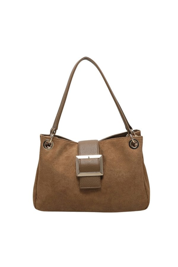 Kitise Shoulder Bag with Buckle Accent and Dual Top Handles