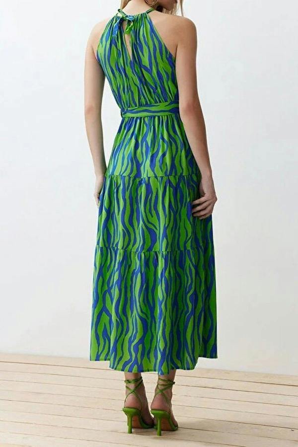 WOVCOR Halter Neck Lined Maxi Woven Dress