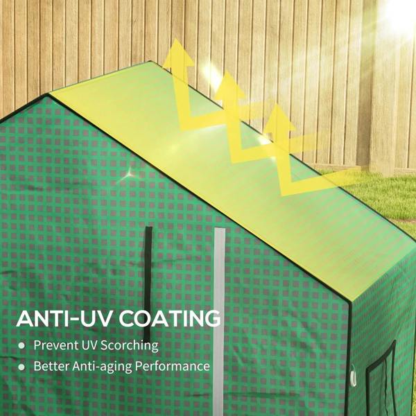 Green greenhouse cover roof panel showing PE grid texture and anti-UV finish