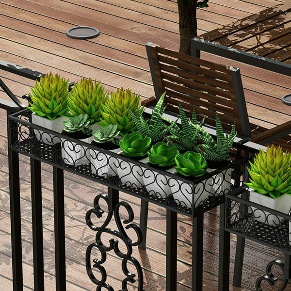 Living and Home 60CM Hanging Railing Planter Flower Pot Holder with 2 Hooks