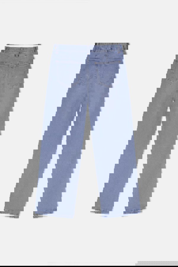 ENORSIA Sky Decorative Button Cropped Wide Leg Jeans