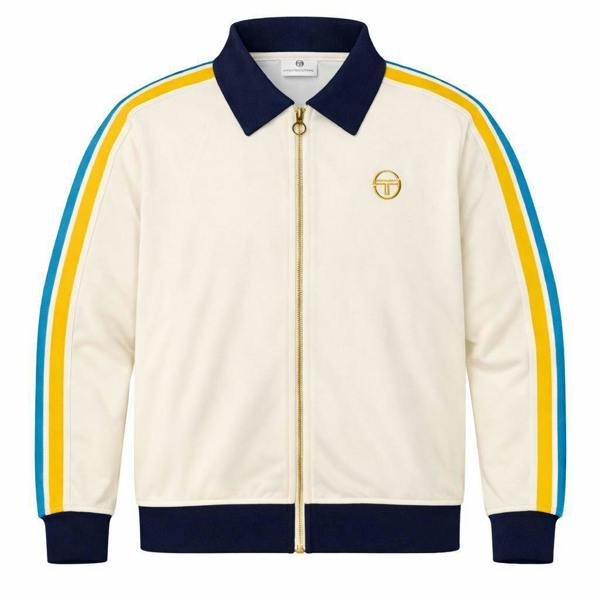 Sergio Tacchini Monte Velour Track Top Jacket Gardenia/Maritime Blue
