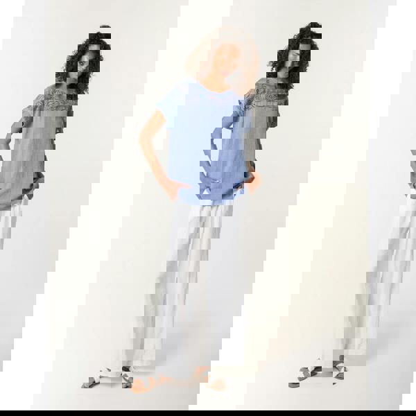 Blue Vanilla Lace Pattern Cotton Top