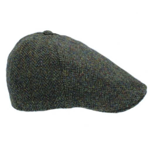 Heather Hats & Accessories Genuine Harris Tweed Wool Flat Cap, Satin Lining, Outdoor Wear, Forest Green