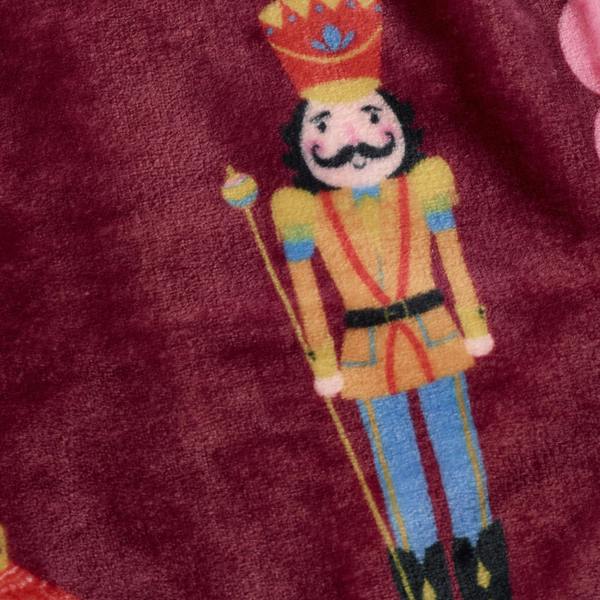 Catherine Lansfield Christmas Nutcracker Fleece Cosy Blanket Throw Plum