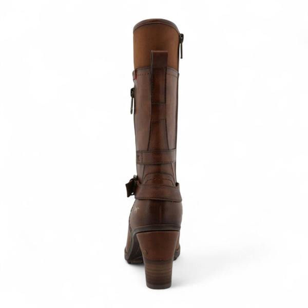 Mustang Women's Brown Mid-Calf Lace Up Heeled Combat Boots