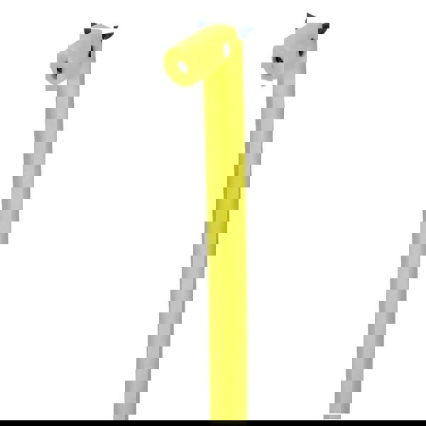 Fun yellow giraffe comfy pony whistle noodle with blue horns and eyes