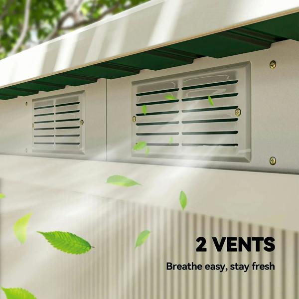 Shed roof vents panel with two vent openings for air circulation