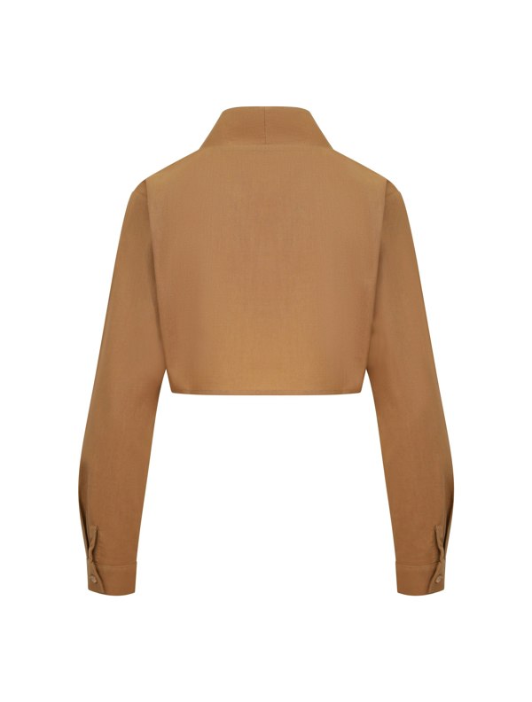 BALOU Womens V-Collar Shirt - Caramel