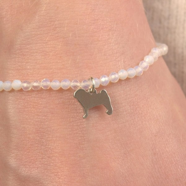 Mylee London Pug Silhouette Crystal Bracelet - Personalised