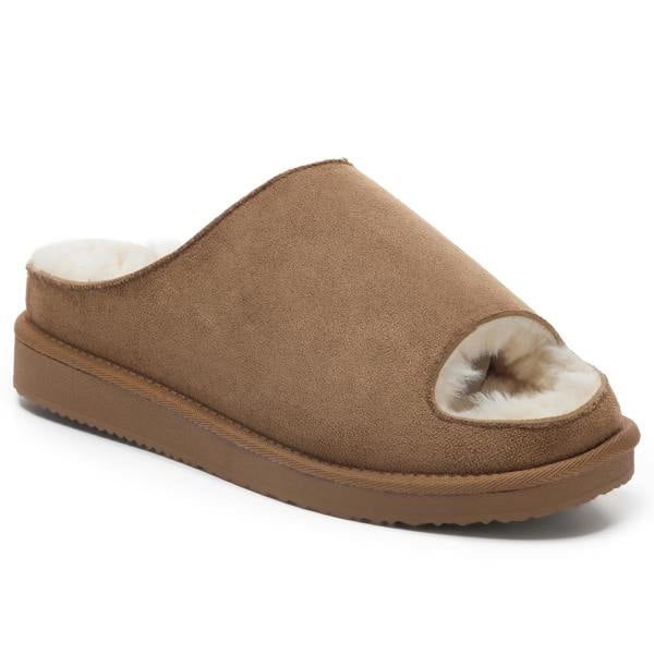 VIVA Polar Womens Fur Lined Slide Slippers – Suede Upper, Cozy Faux Fur