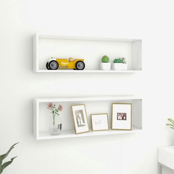 Berkfield Wall Cube Shelf 2 pcs White 80x15x26.5 cm Engineered Wood