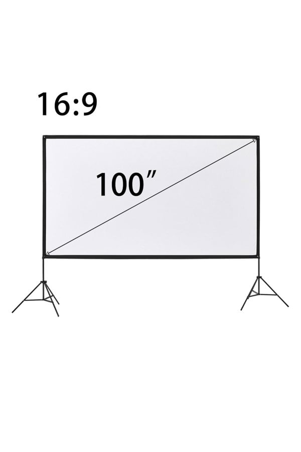 Living and Home 100" 3D 4K HD Outdoor Indoor 16:9 4K Portable Projector Screen with Stand