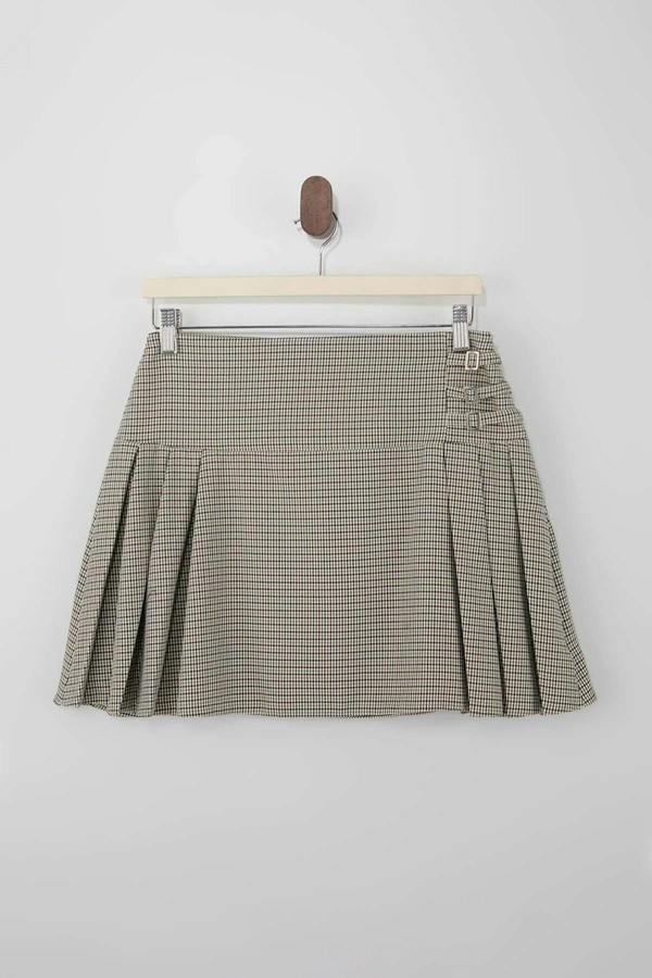 WOVCOR Pleat Detail Woven Mini Skirt