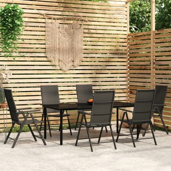 Berkfield 7 Piece Garden Dining Set Black