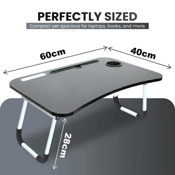 LKH HOME COLLECTION LKH Foldable Laptop Table-USB Hub,Fan LED Light&Side Drawer-60×40×28 cm Portable Bed Tray-Drink Holder, for Bed, Sofa