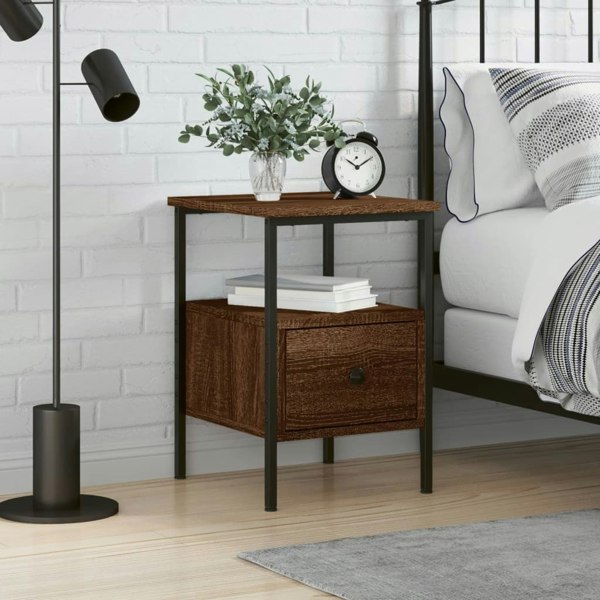 Berkfield Bedside Cabinet Brown Oak 34x36x50 cm Engineered Wood