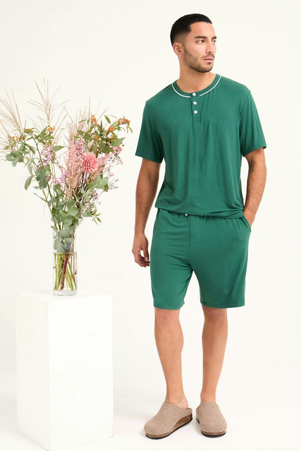 Mister You Bamboo Short Pyjama Set in Green - Pajamas