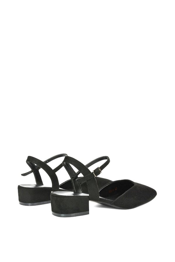 XY LONDON Low Block Heel Court Shoes With Ankle Strap