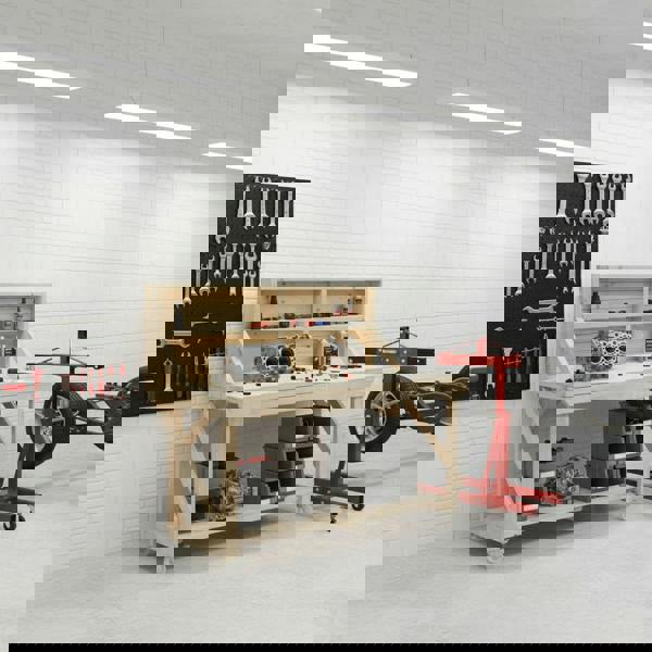 Arbor Garden Solutions Acorn Wooden Workbench With Back Panel and Wheels