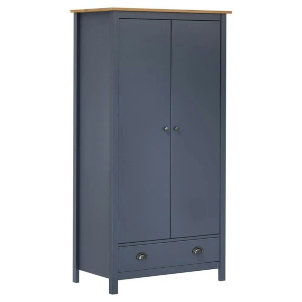 Berkfield 2-Door Wardrobe Hill Grey 89x50x170 cm Solid Pine Wood