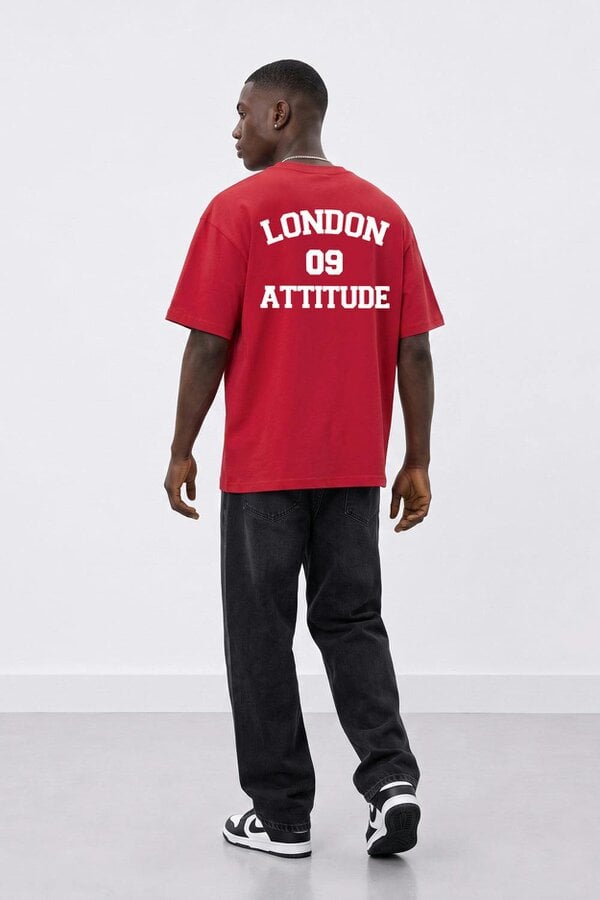 London Attitude Oversized Heavyweight T-Shirt with Varsity Back Print in White