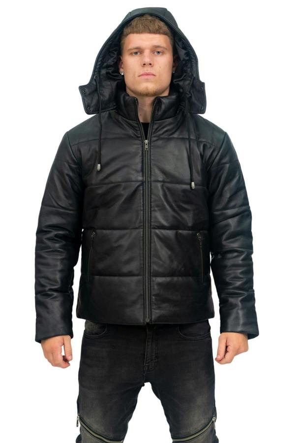 Infinity Leather Mens Puffer Leather Bomber Jacket-Augsburg