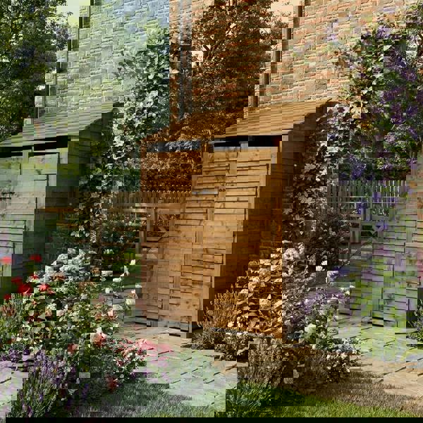 Arbor Garden Solutions Wooden Log Store with Door and Shelf W-146cm, H-126cm or 180cm, D-88cm - Brown Finish