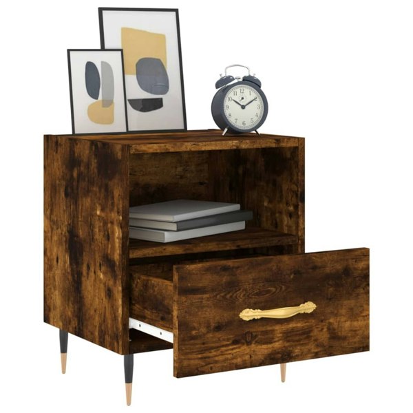 Berkfield Bedside Cabinet Smoked Oak 40x35x47.5 cm Engineered Wood
